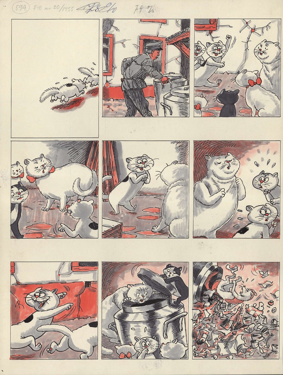 Tuschteckningarna illustrerar berättelser om Pelle Svanslös och hans vänner.