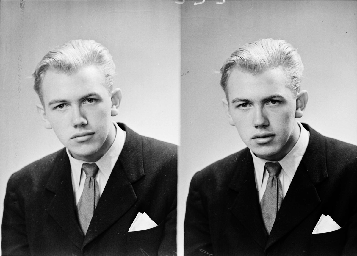 Ateljéporträtt - ung man, Edkvist, Gamla Uppsala, juni 1949