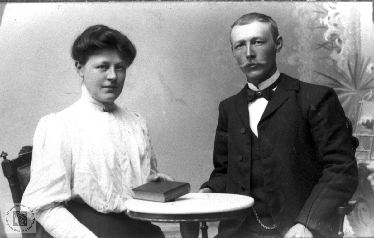 Portrett av ekteparet Anna og Nils Haugland, Bjelland.