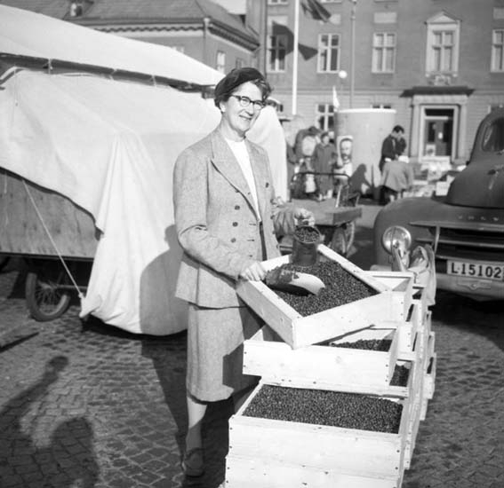 Lingonförsäljning, Uddevalla torg 2 oktober 1959