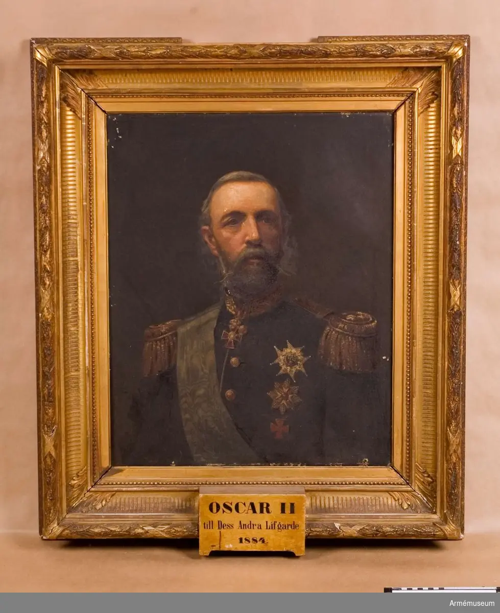 Oljemålning föreställande Oscar II iförd generalsuniform, Andra livgardet 1884.