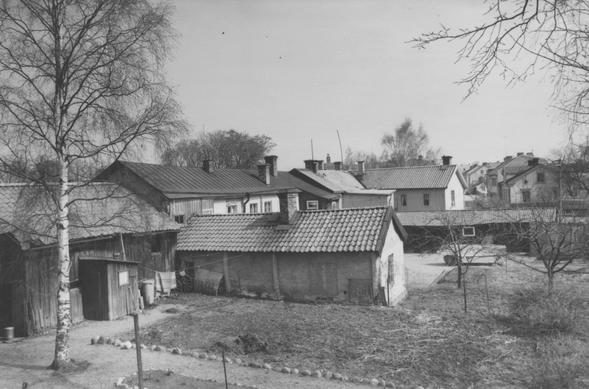 Enköping, Munksundet, kvarteret Munken mot norr från klosterruinen