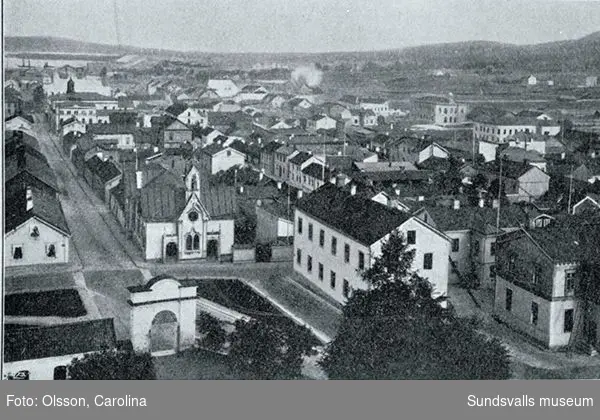 Sydöstra delen av Sundsvall före branden 1888.