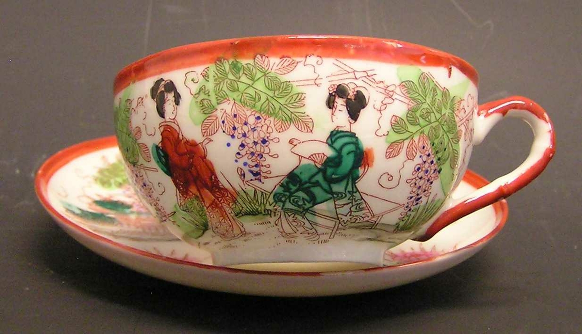 Japansk landskap og geishaer : Imari porselen
