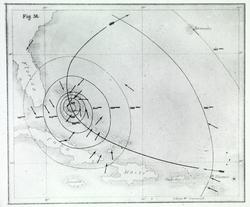 Cyklonkart for Vestindien 1/10 1866