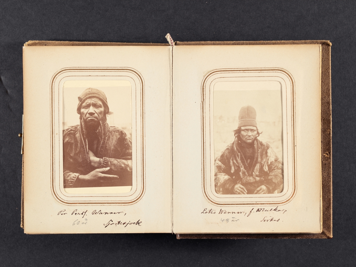 Fotoalbum med porträtt tagna under von Dübens expedition till Lappland, 1868.