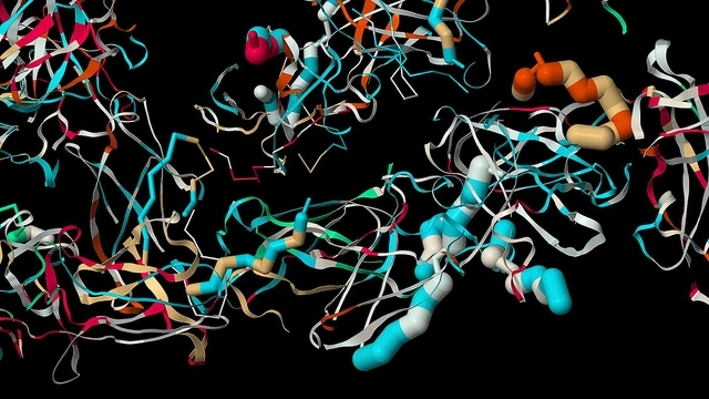 "HMol" er et bearbeidet visualiseringsverktøy for molekylærbiologi (Jmol). Verket viser digitale animasjoner av proteinstrukturer, og utnytter led-veggens digitale natur og viser abstrakte livsformer som utvikler seg over tid. Konseptuelt bygger verket slik en bro mot helsefagene.