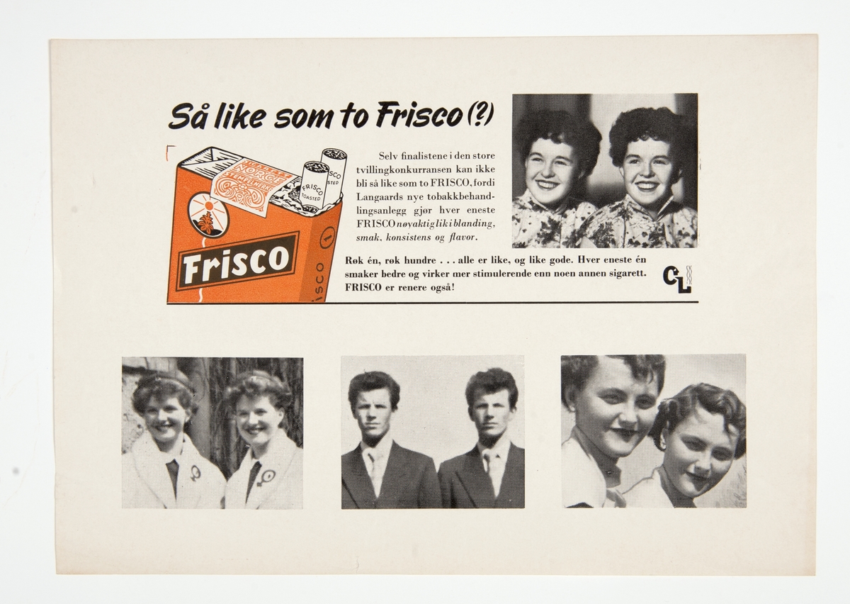Reklame for Langaards Frisco sigaretter