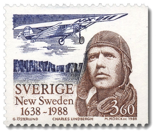 Charles Lindberg och hans flygplan Spirit of St Louis.