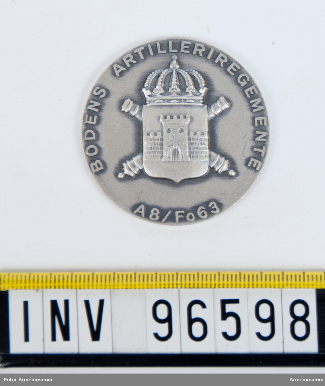 Medalj i silver för Bodens artilleriregemente.