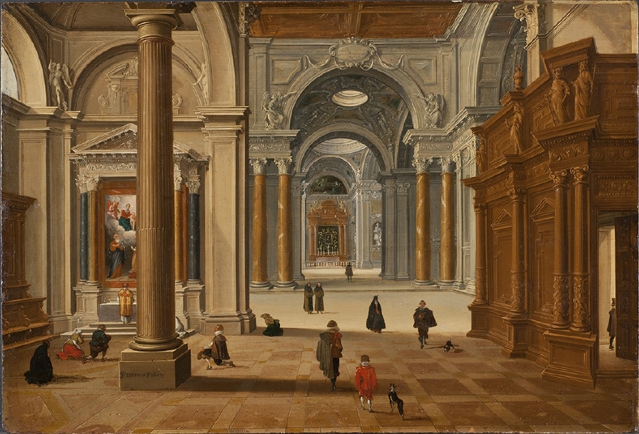Interiör av barockkyrka