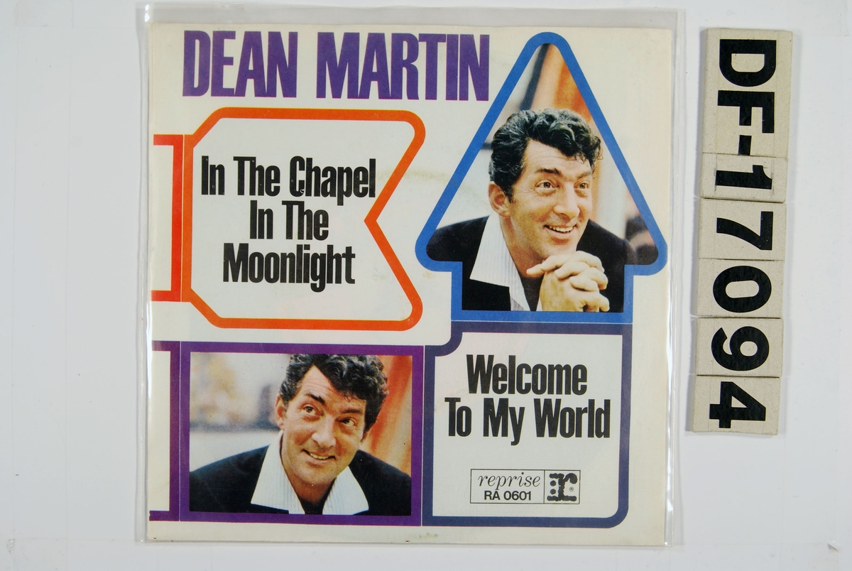 To fotografi av Dean Martin i et flerfarget mønster formet som en pil.