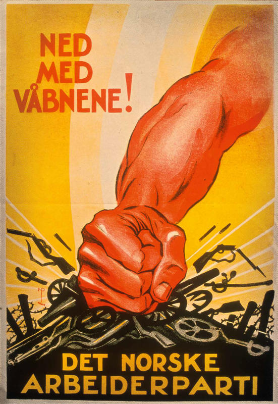Kampanjeplakat utgitt av "Det norske arbeiderparti".