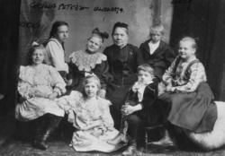 Familien Petersen, hvor vi ser en bestemor omgitt av barneba