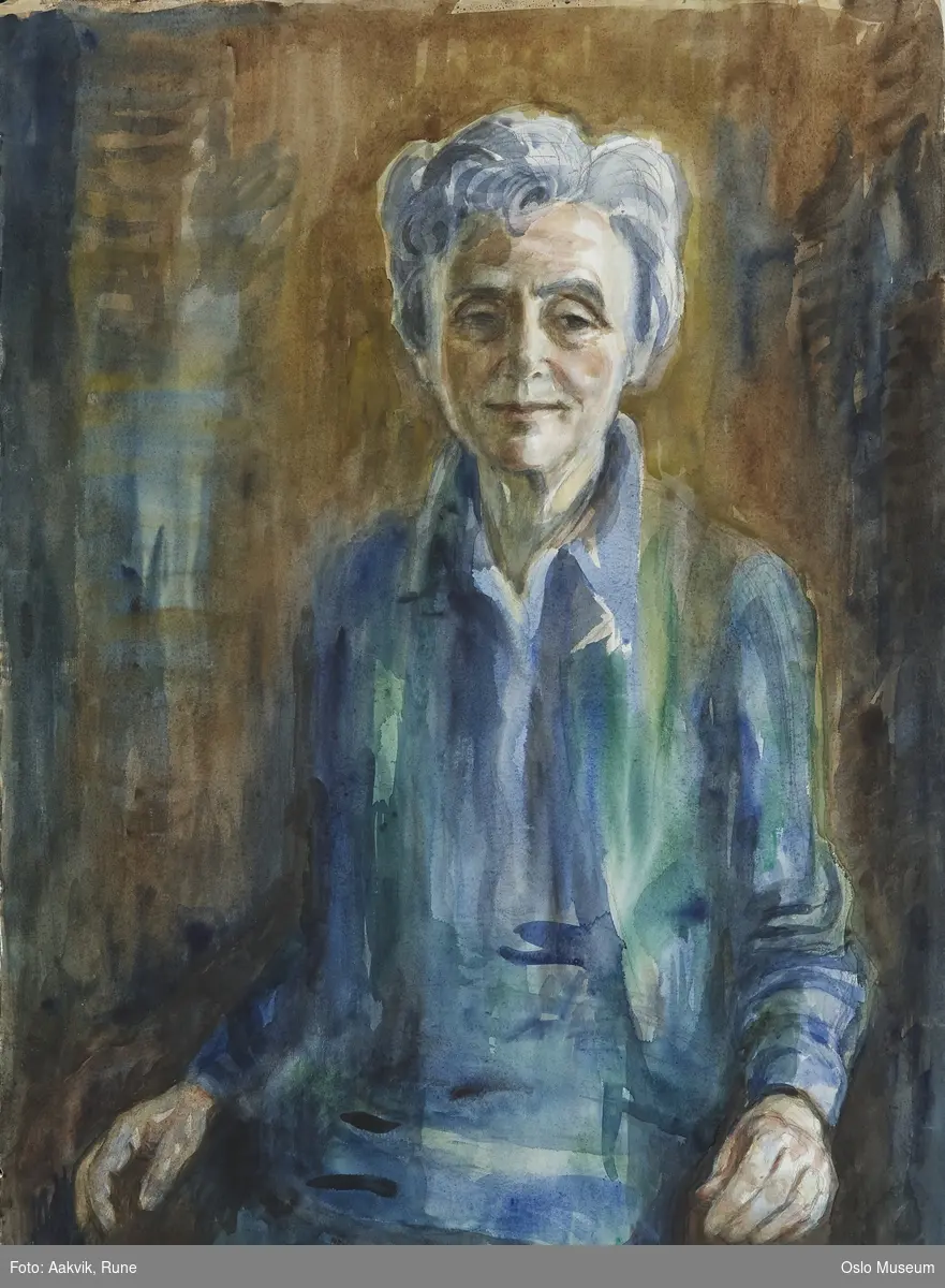 Portrett av Halldis Moren Vesaas [akvarell]