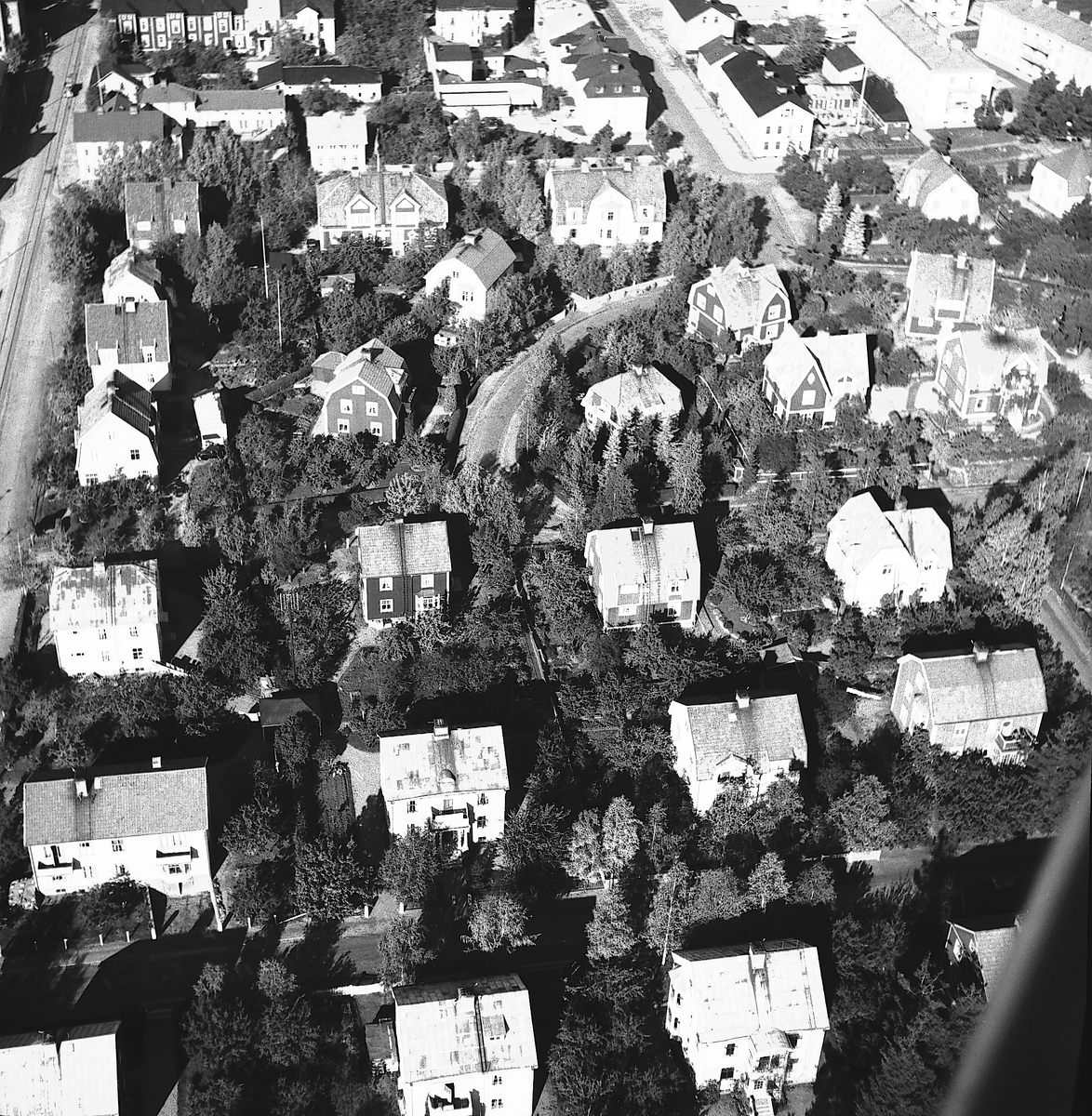 Flygbild över villaområdet i Södra Villastaden. År 1940.
