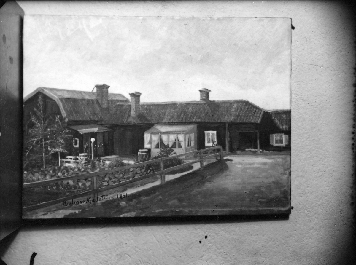 Säfverströms gård. Målning av Hjalmar Kjellström 1891. Släkten Wretling bodde på gården i flera generationer. De var målare till yrket