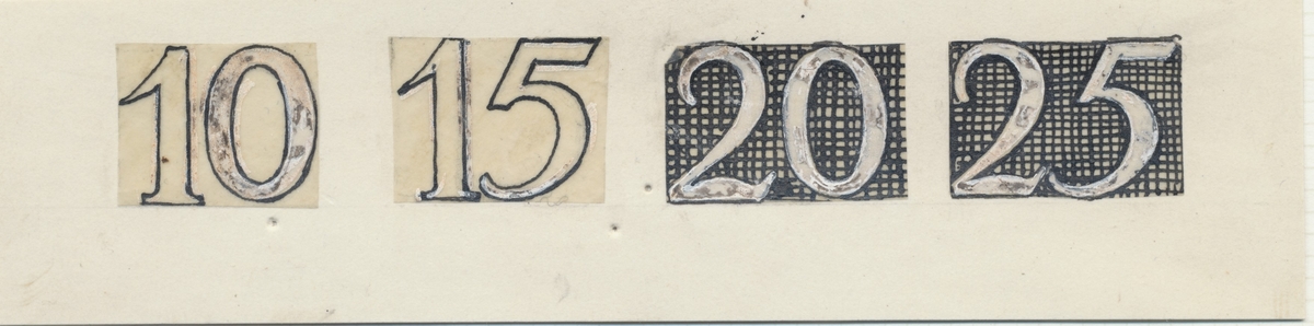Förlaga från år 1928 som verkar som underlag till frimärket Gustaf V 70 år.