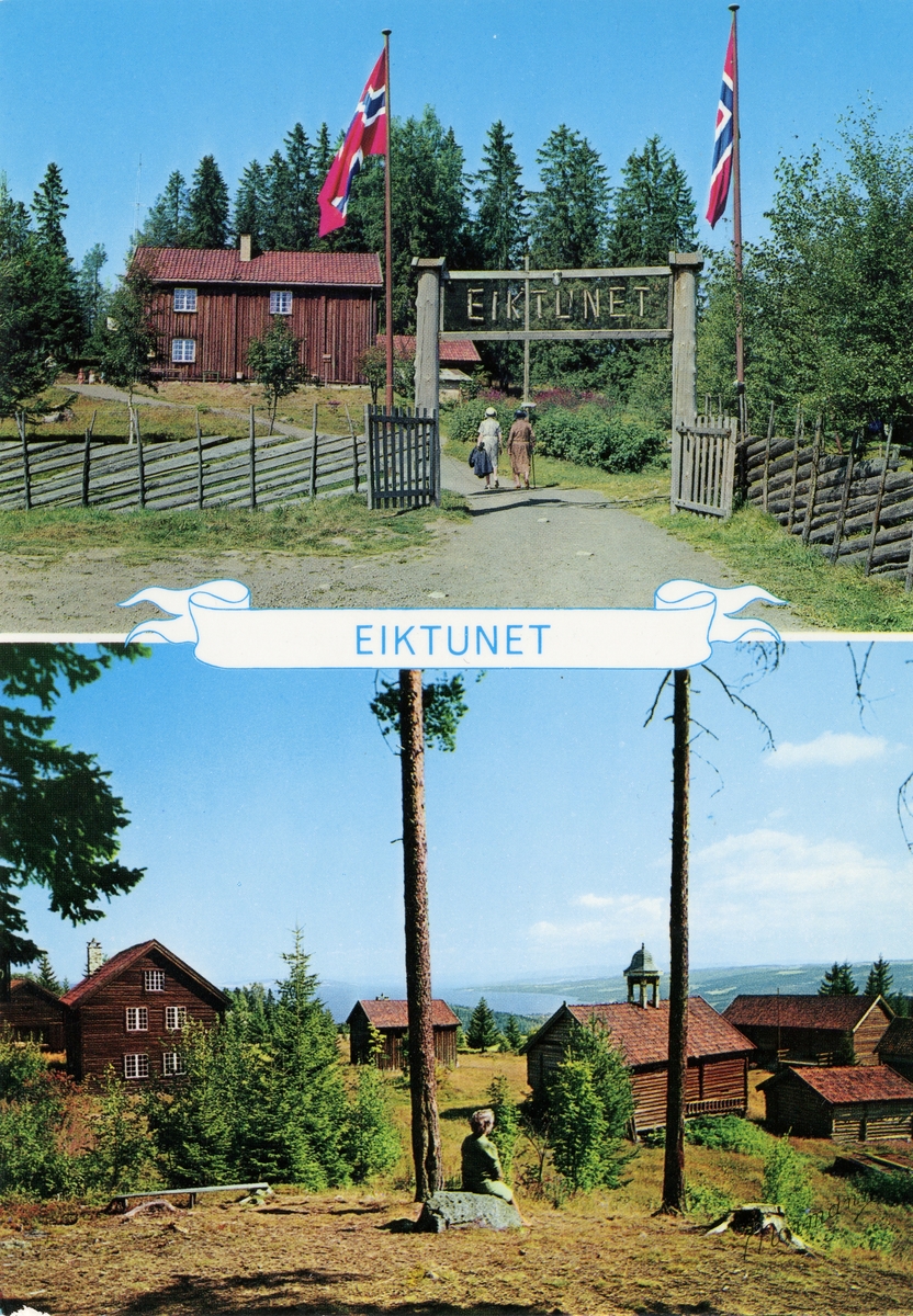 Postkort med motiv fra Eiktunet på Gjøvik.