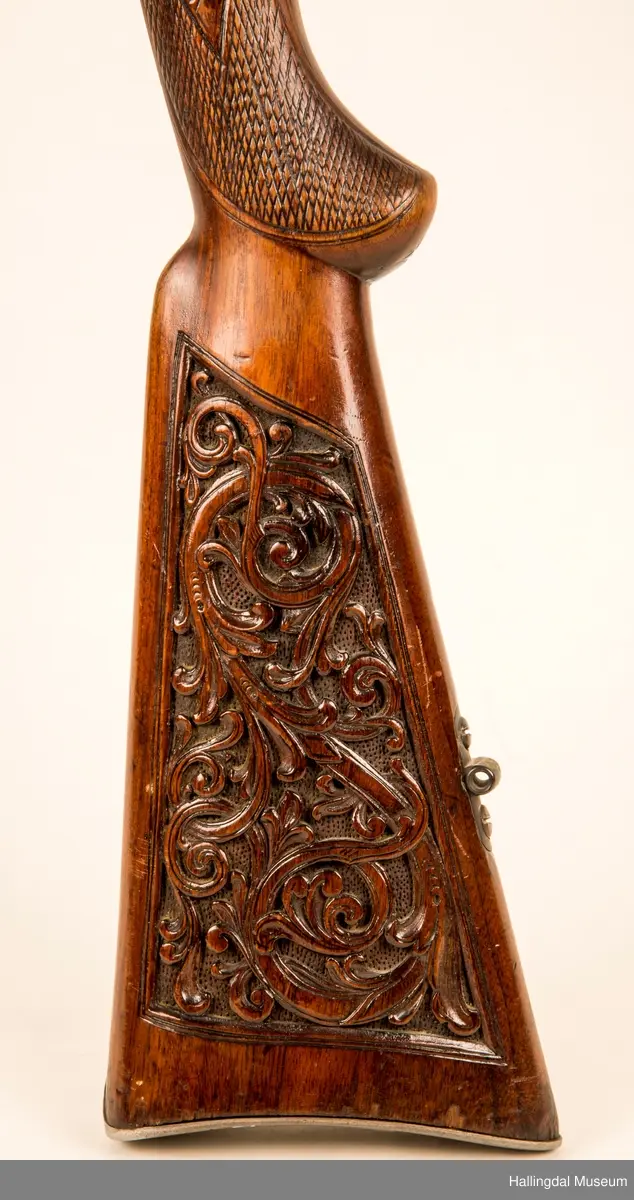 Utskjært motiv: Jeger med hund.