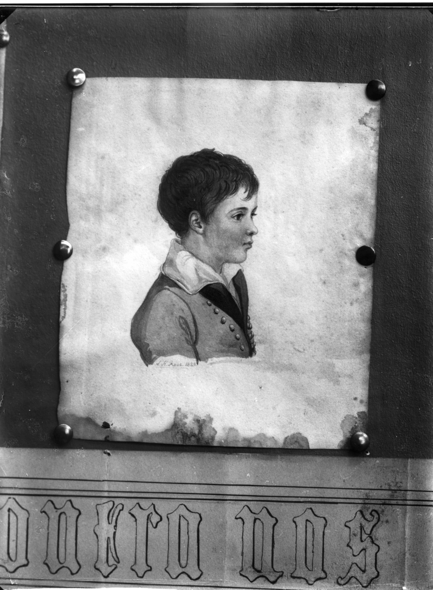 Fotografi av porträtt av pojke, av L H Roos 1824.