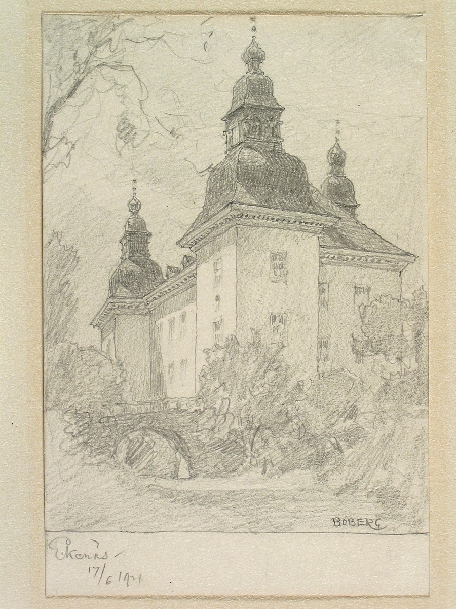 Teckning av Ferdinand Boberg. Östergötland, Bankekinds hd., Örtomta sn., Ekenäs