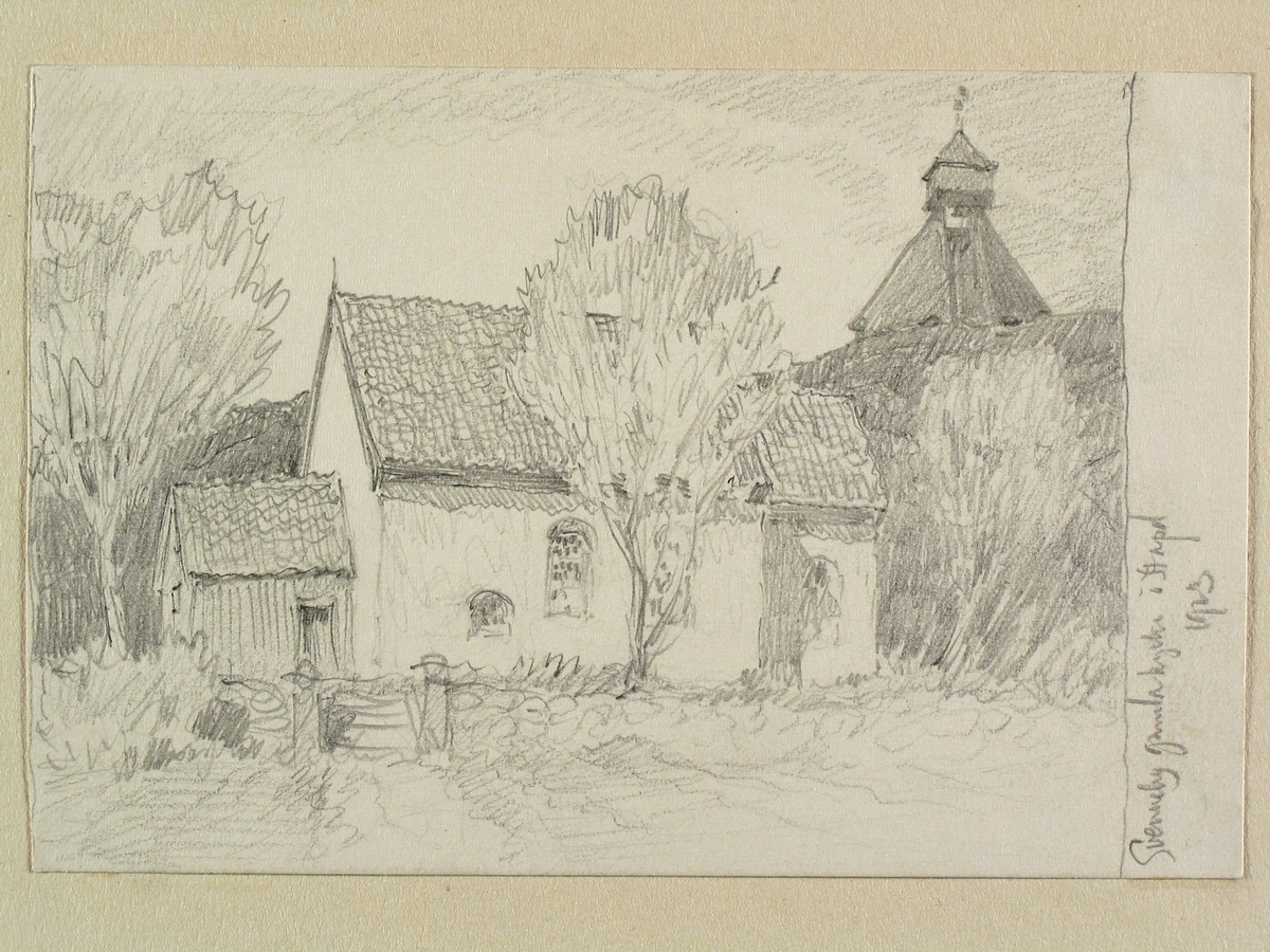 Bohuslän, Kville hd., Svenneby kyrka. Teckning av Ferdinand Boberg