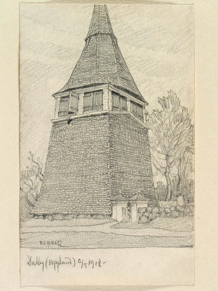 Teckning av Ferdinand Boberg. Uppland, Hagunda hd., Dalby kyrka
