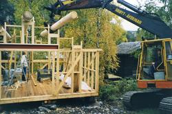 Bagn Bygdesamling. Bygging av vognskjul.