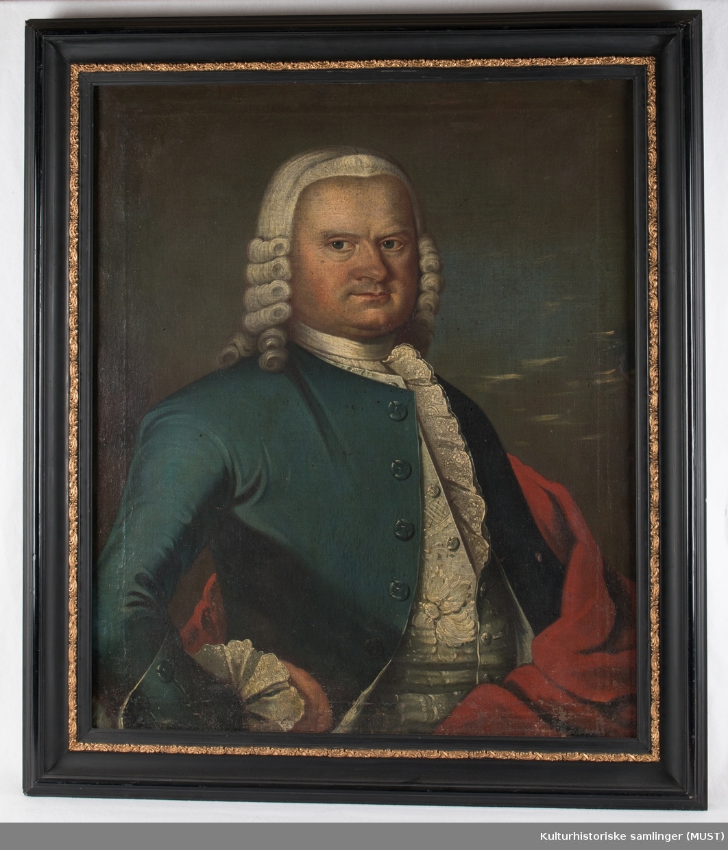 Portrett av Lauritz Claus Nielsen Bugge (1712-1773)
(NB! Hvilket fødselsår er riktig? På lapp bak på maleriet står det 1/11-1714, mens i Ledaal-føreren står det 1712- MJ)