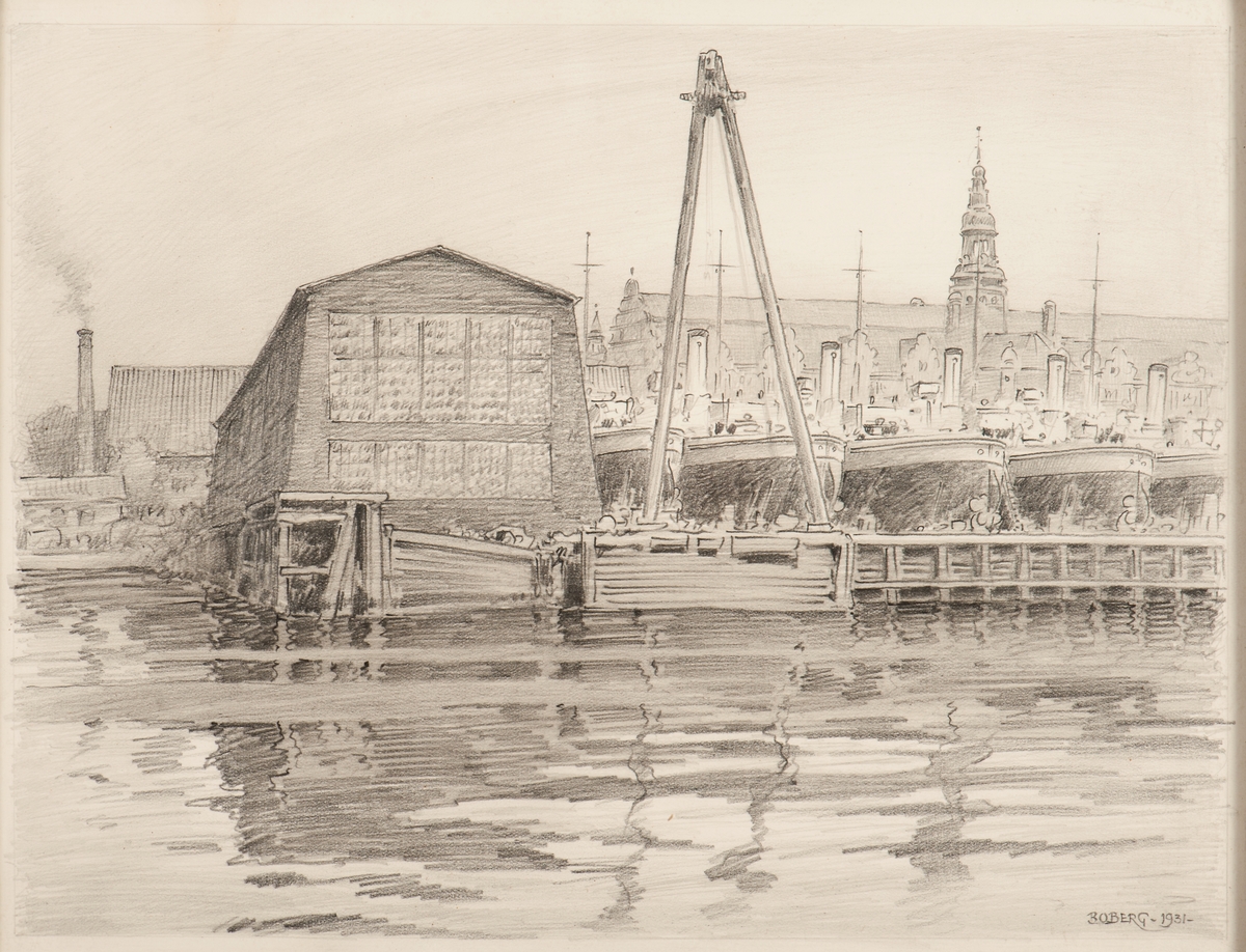 Båtskjulet vid slipen 1931, Galärvarvet. Båtskjulet revs 1944.