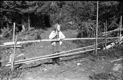 Sigrun Røisli i naturomgivelser. Serie på seks bilder, sanns