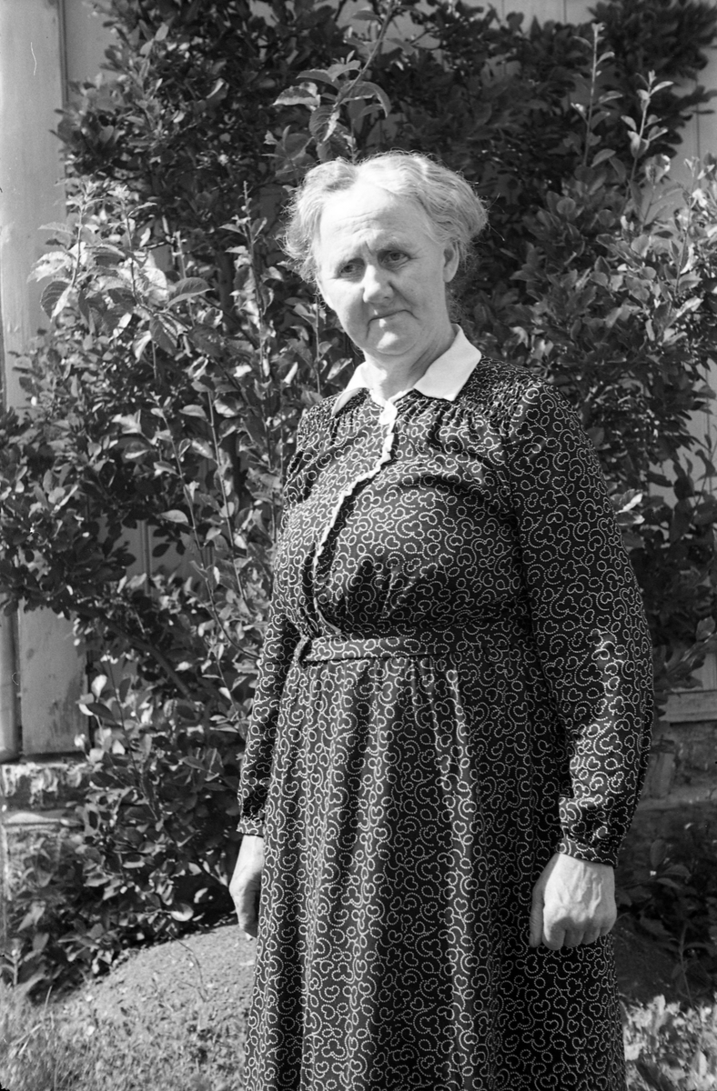 Engeli på Kraby, Østre Toten. Serie på sju bilder. Det første bildet viser våningshuset, likeledes bilde to til fem, men her med to eldre kvinner ved huset. Den ene er Olga Engeli, alene på bildene seks og sju. På bildene to til fem sammen med en annen gammel kvinne som trolig er mora Thea Engeli.