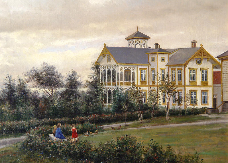 Maleri av hovedbygningen etter Herman Wedel Anker, ca. 1880. Wedel Anker var søskenbarn til Barbara Bachke. Foto: Ringve Musikkmuseum (Foto/Photo)