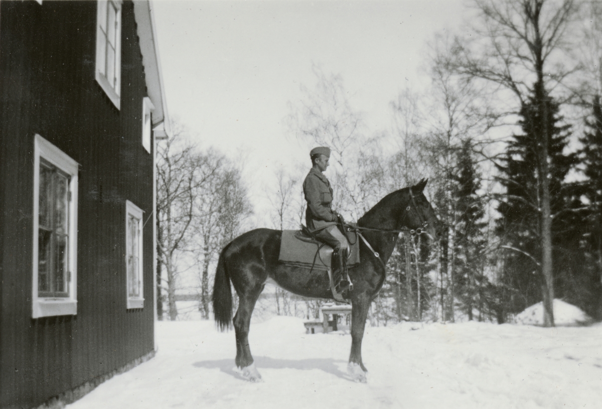 Officerare från Södermanlands regemente I 10 och hästen Ruth.