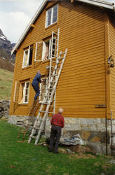 Montering av brannstige på Hoemsbu.