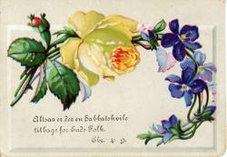 Postkort med blomstermotiv og bibelsitat.