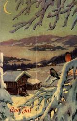 Julekort. Jule- og nyttårshilsen. Vintermotiv. Landskap. Beb