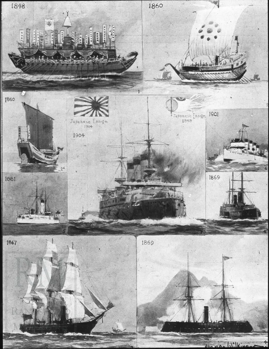 Skipsmotiver. Japanske krigsskip.