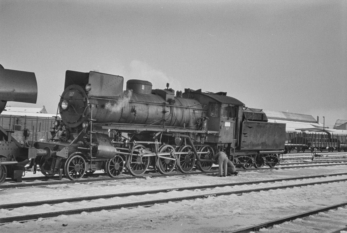 Damplokomotiv type 26a nr. 217 på Trondheim stasjon.