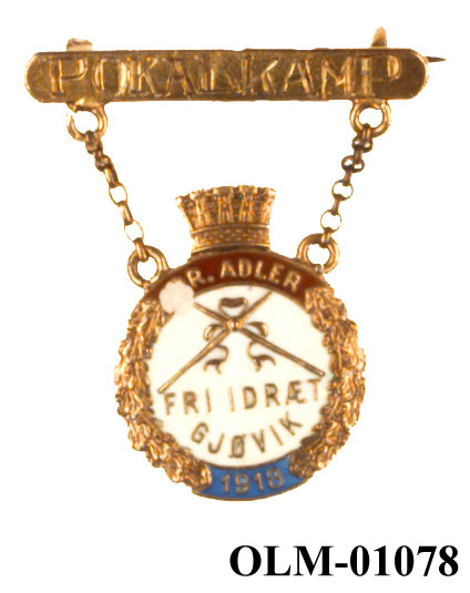 32 forskjellige medaljer og merker i ramme.
Bilde 7 er deltdagermerke fra Amsterdam 1928.
Bilde 18 og 19 er deltagermedalje fra Amsterdam 1928.
Bilde 20 og 21 er sølvmedaljen fra Antwerpen 1920.
Bilde 26 og 27 av bronsemedaljen fra Paris 1924.
Bilde 39 og 40 minnemedaljen fra Antwerpen 1920.