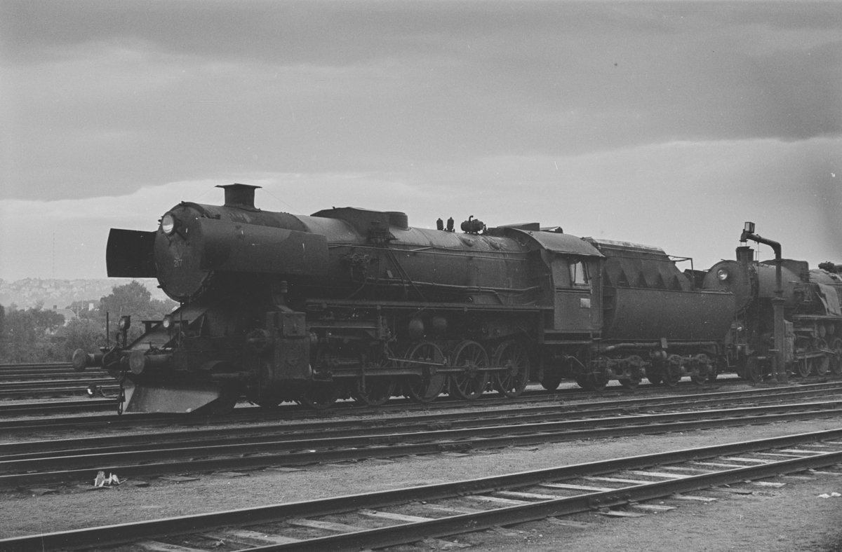 Hensatt damplokomotiv type 63a nr. 217 på Marienborg ved Trondheim.