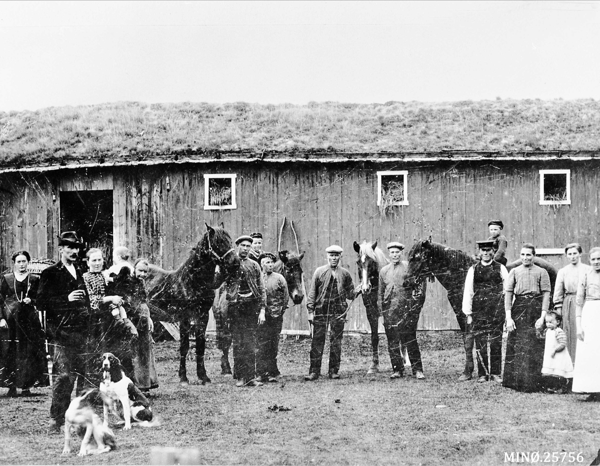 Personer med hester, hunder i Vangsgjelta, Dalsbygda