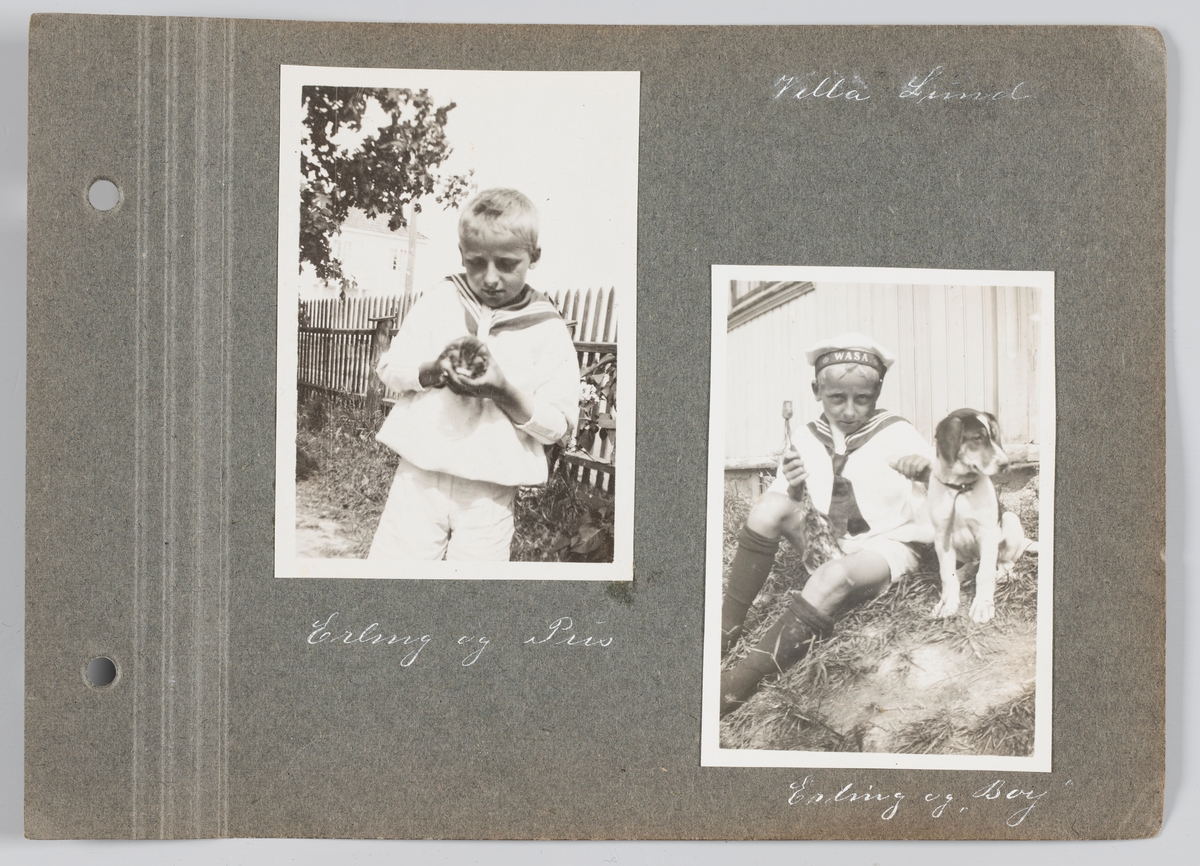 Bilde til venstre: Erling Michelsen med kattunge
Bilde til høyre: Erling Michelsen med hunden Boy