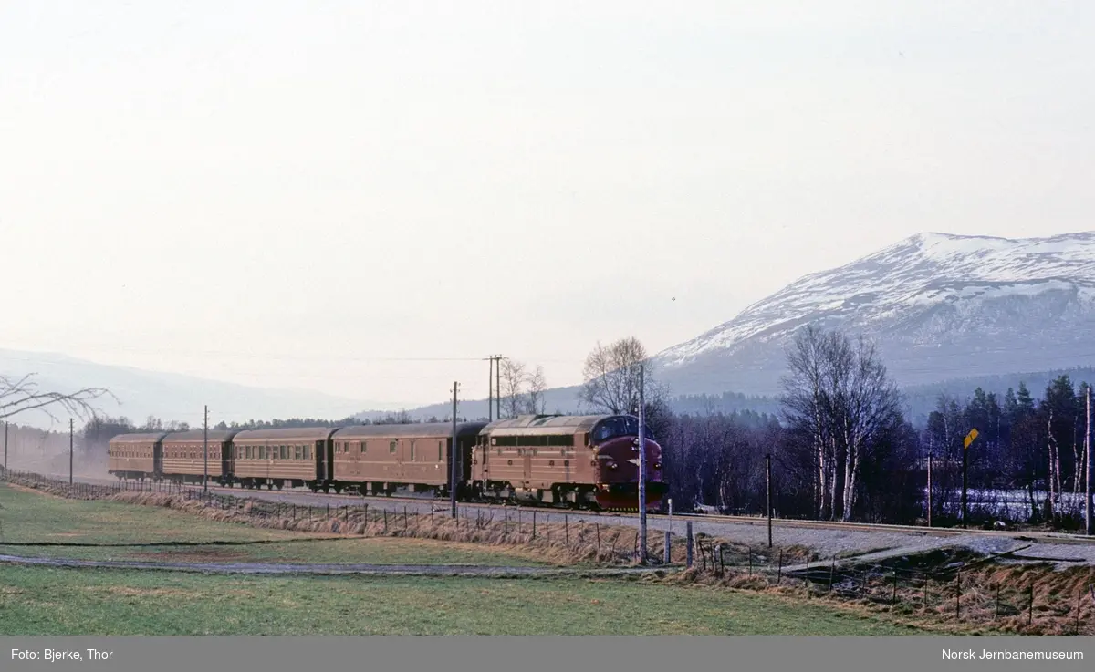 Vestgående nattog 355 Oslo-Åndalsnes, trukket av diesellokomotiv Di 3 621, mellom Lesjaskog og Bjorli