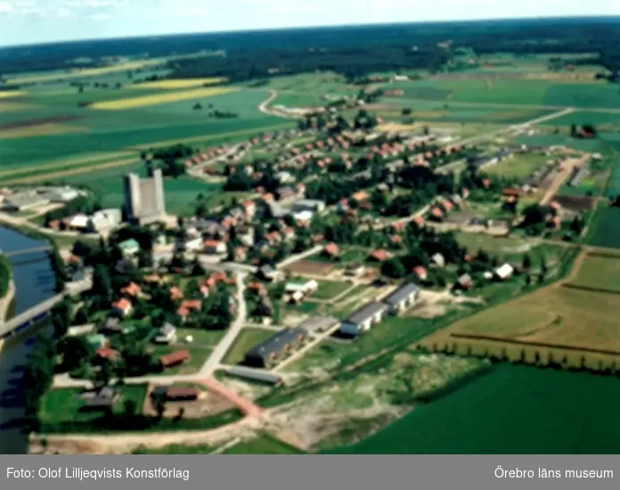 Flygfoto över Odensbacken.
Bilden tagen för vykort.