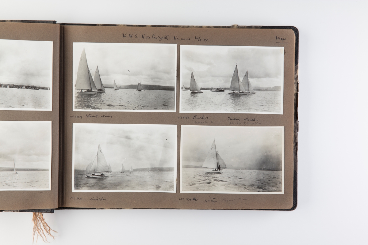 Album med fotografier av seilbåter fra regattaer i 1924-1925.