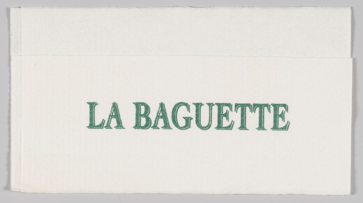 En reklametekst for La Baguette.

La Baguette er en kjede av kafeer med hovedfokus baguetter som tilberedes ferskt  etter kundens ønsker. La Baguette konseptet startet i 1985.

Samme tekst som på MIA.00007-004-0142.

Samme tekst som på MIA.00007-004-0142.