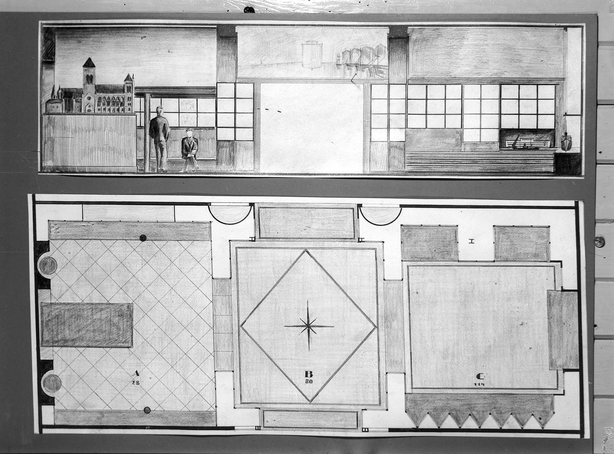 Tegninger til New York-utstillingen ved arkitekt F.W. Rode
