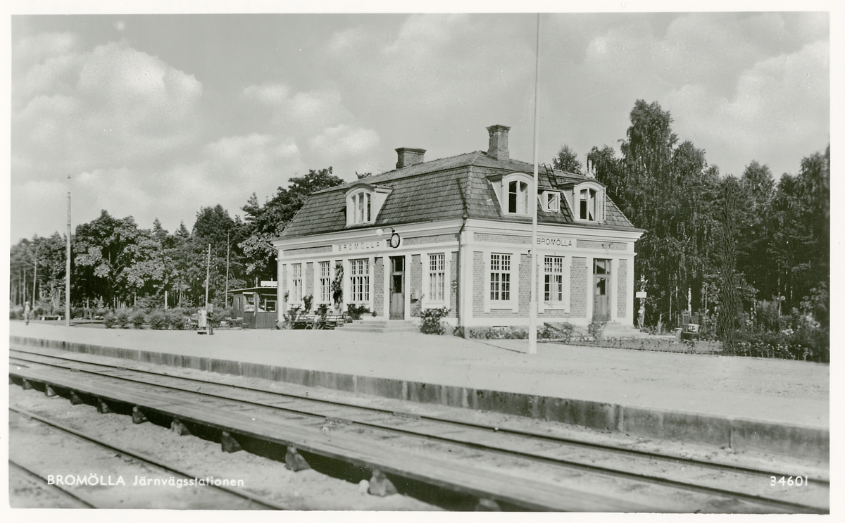 Bromölla station omkring år 1950. Sölvesborg - Kristianstads Järnväg.